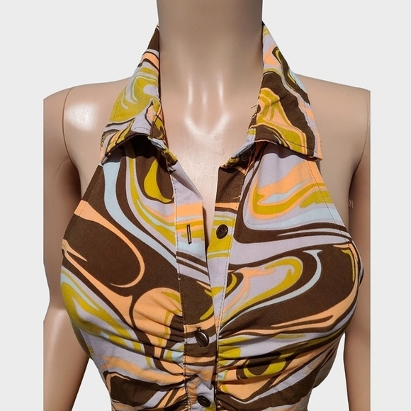 rue 21 Bodycon Button Down Ruched Sleeveless Dress with Collar Size Large - Picture 2 of 12